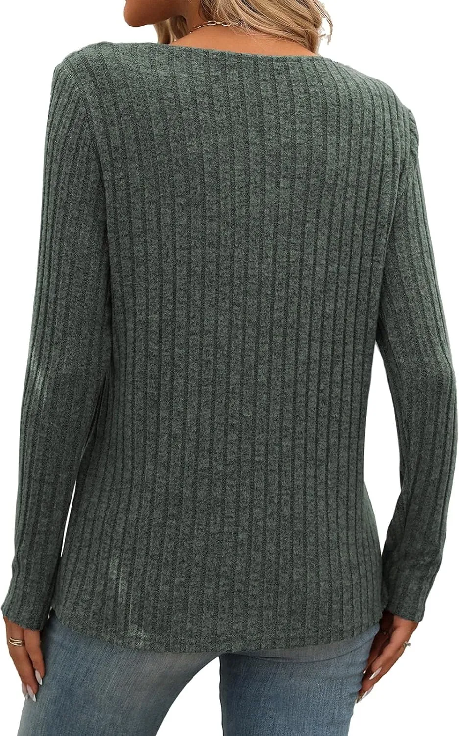 Misyula Style Long Sleeve Shirts for Women V Neck Fall Sweaters Dressy Casual Basic Tops 2024 Trendy Pullover S-2XL