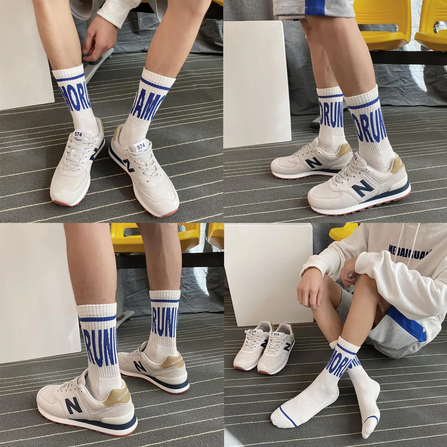 Mottee&Zconia Womens/Mens Crew Socks Retro Style Cotton Quarter Athletic Basic Socks
