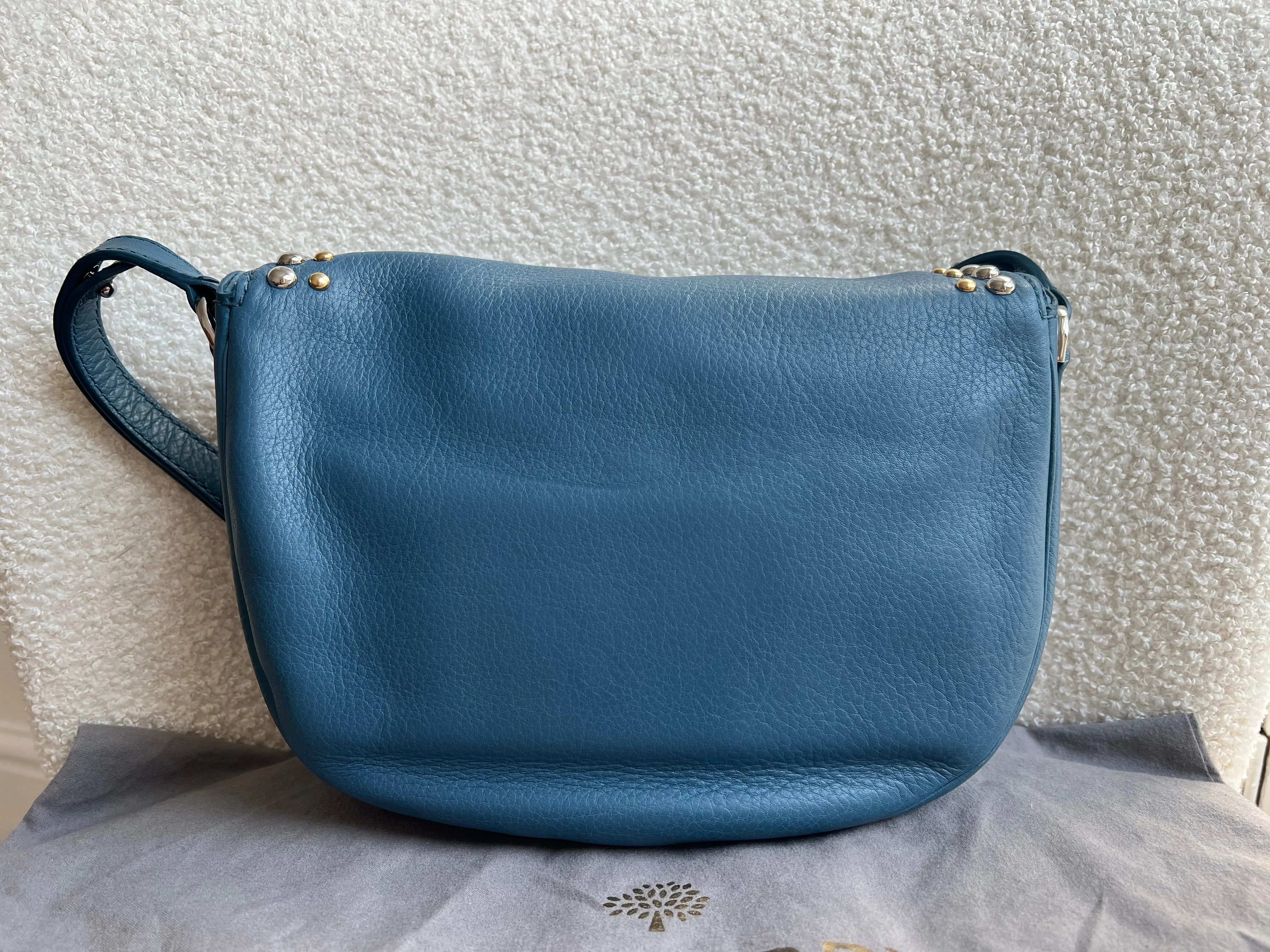 Mulberry Steel Blue Studded Tessie Satchel (RRP £650)