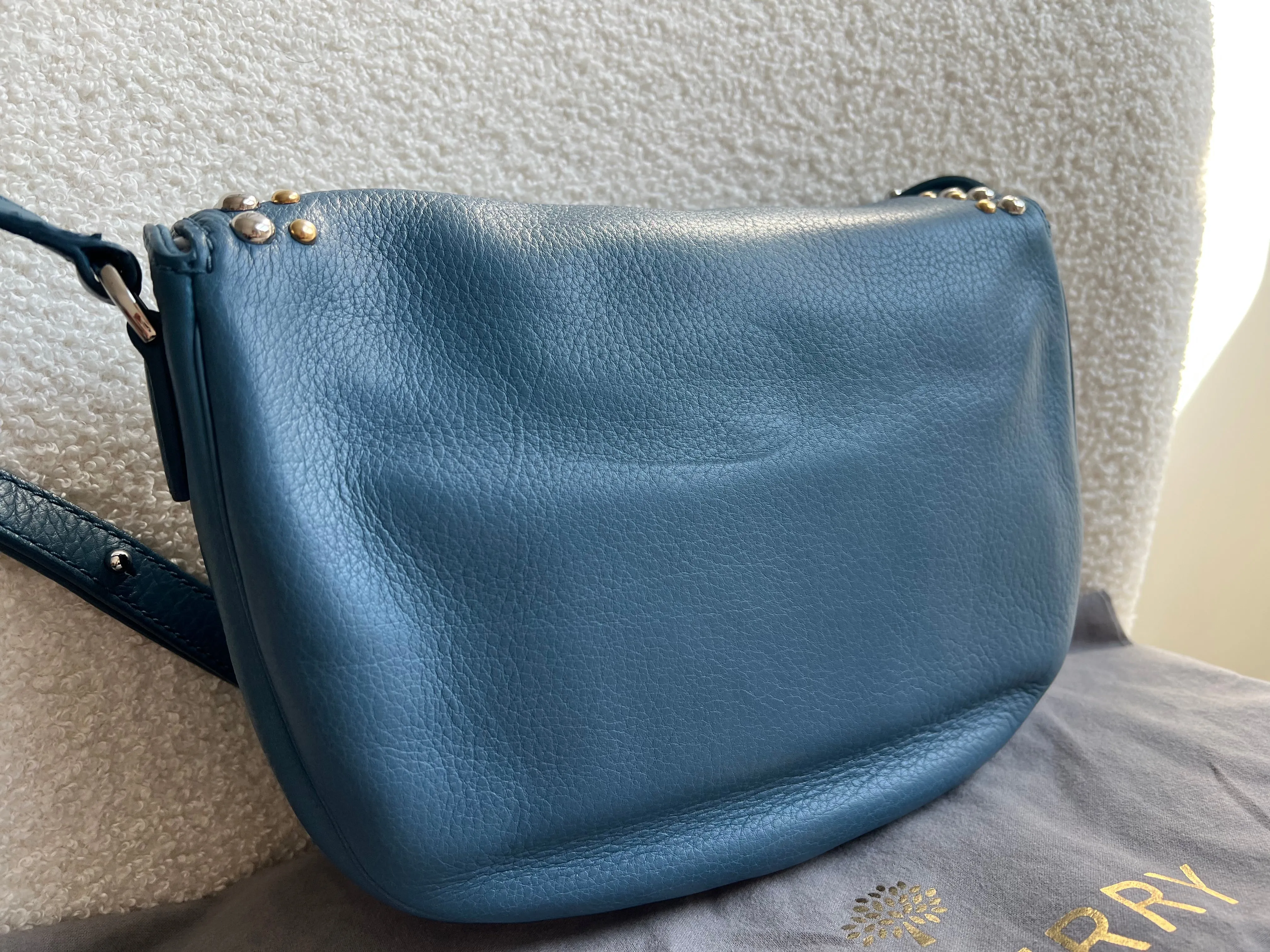 Mulberry Steel Blue Studded Tessie Satchel (RRP £650)