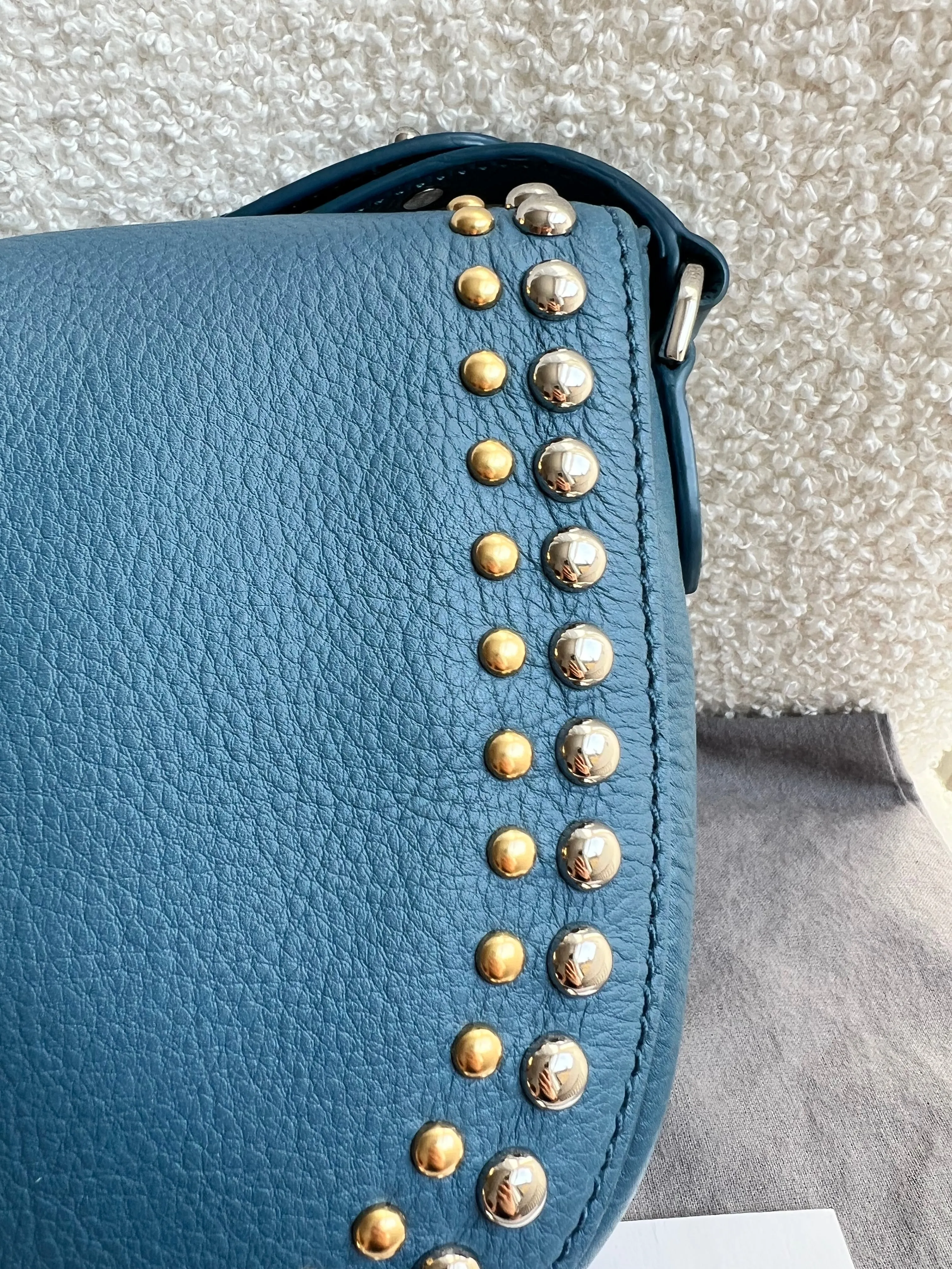 Mulberry Steel Blue Studded Tessie Satchel (RRP £650)