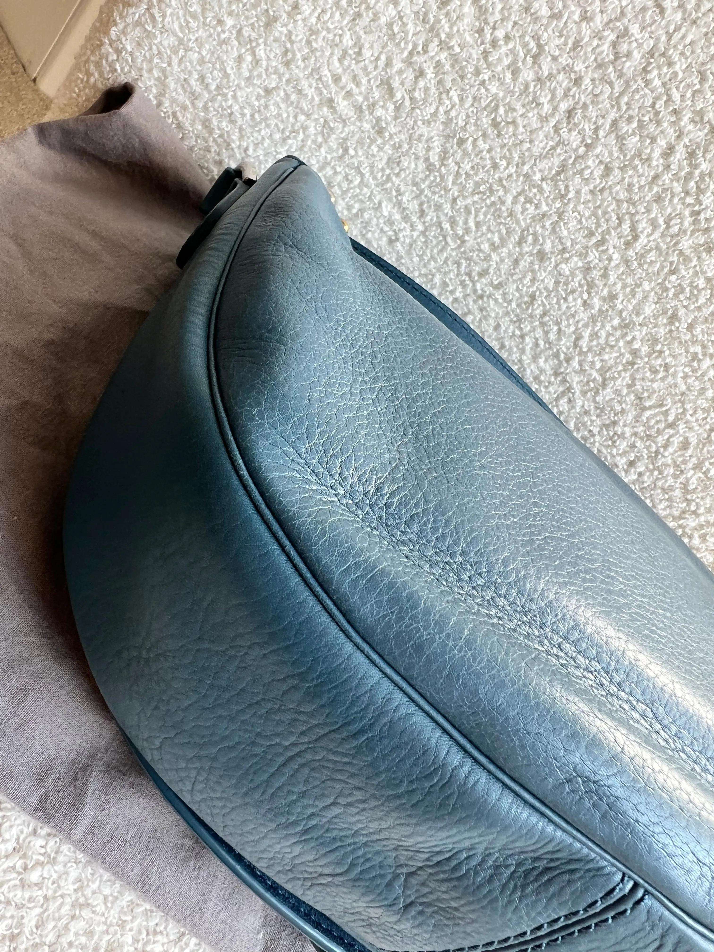 Mulberry Steel Blue Studded Tessie Satchel (RRP £650)