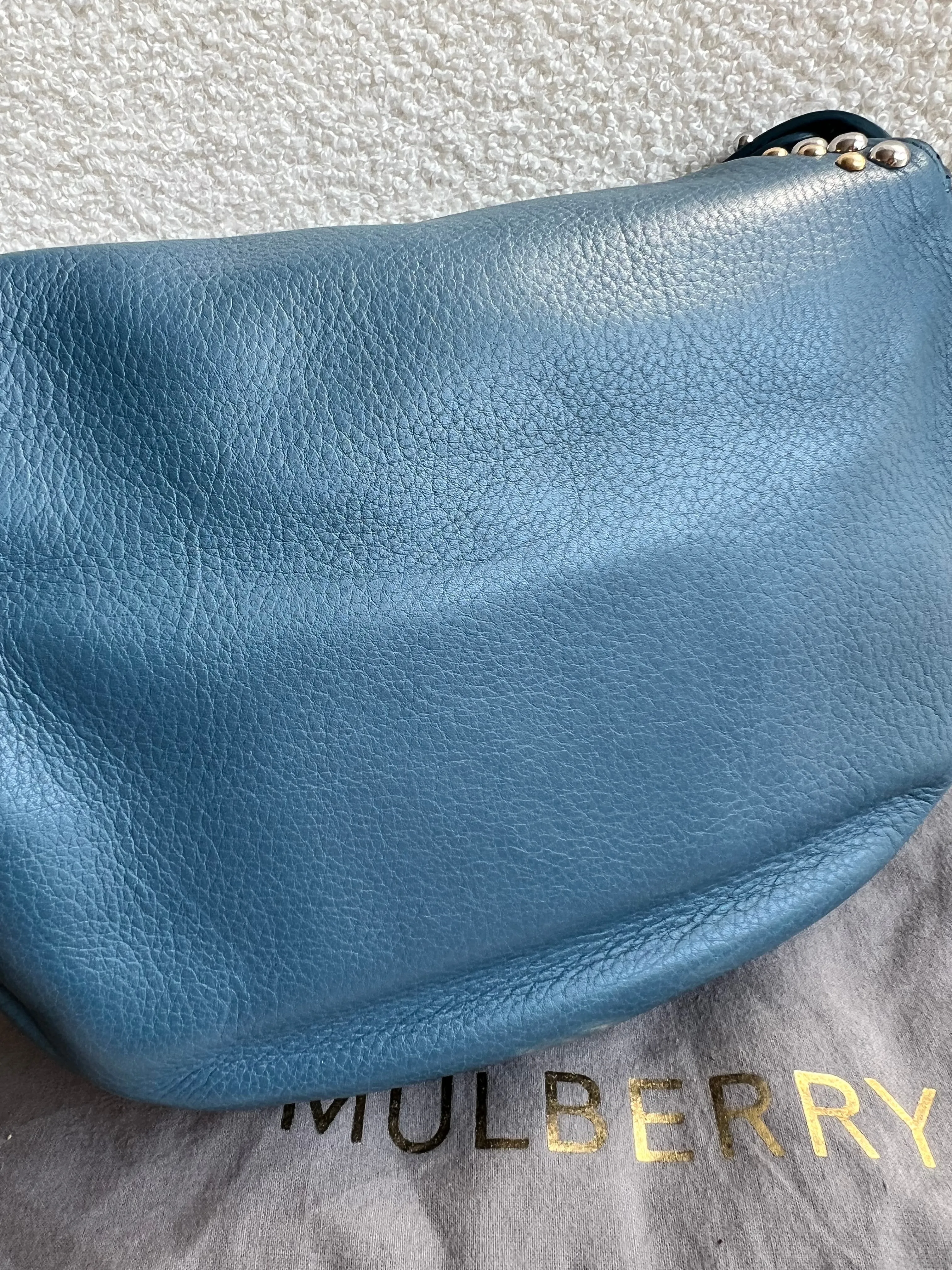 Mulberry Steel Blue Studded Tessie Satchel (RRP £650)