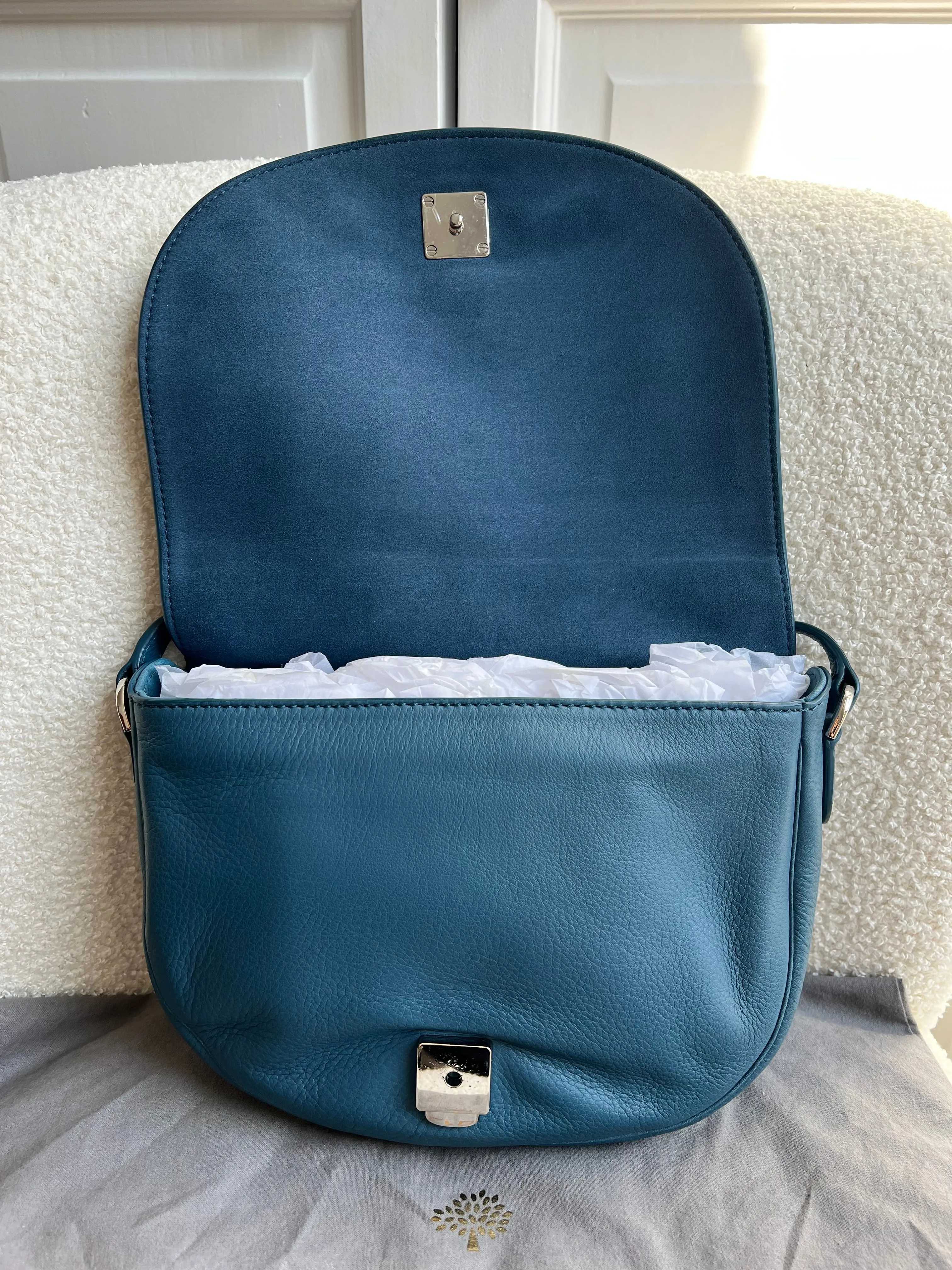 Mulberry Steel Blue Studded Tessie Satchel (RRP £650)