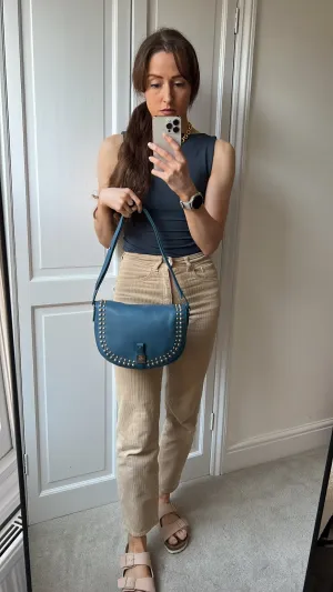 Mulberry Steel Blue Studded Tessie Satchel (RRP £650)