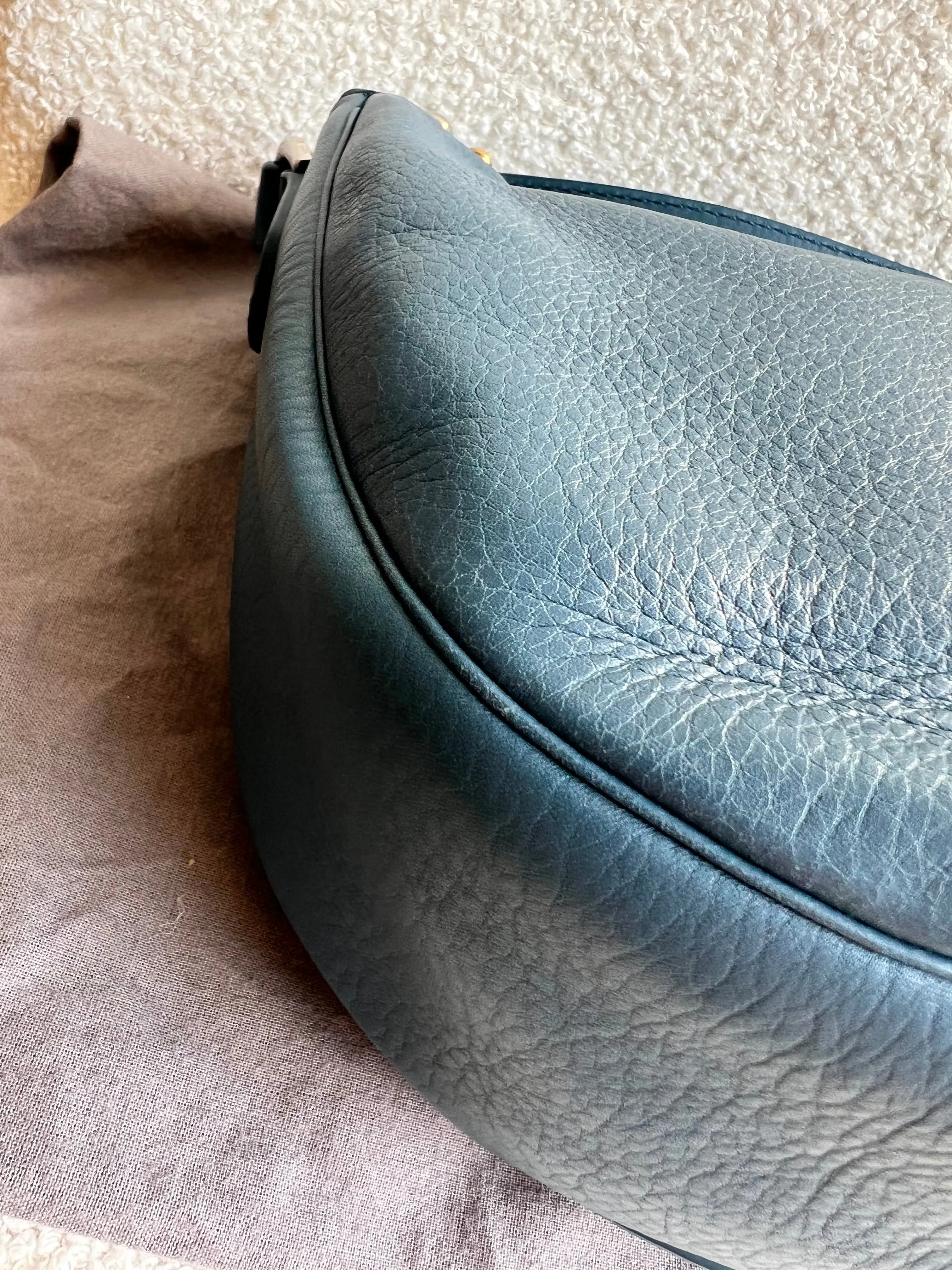 Mulberry Steel Blue Studded Tessie Satchel (RRP £650)