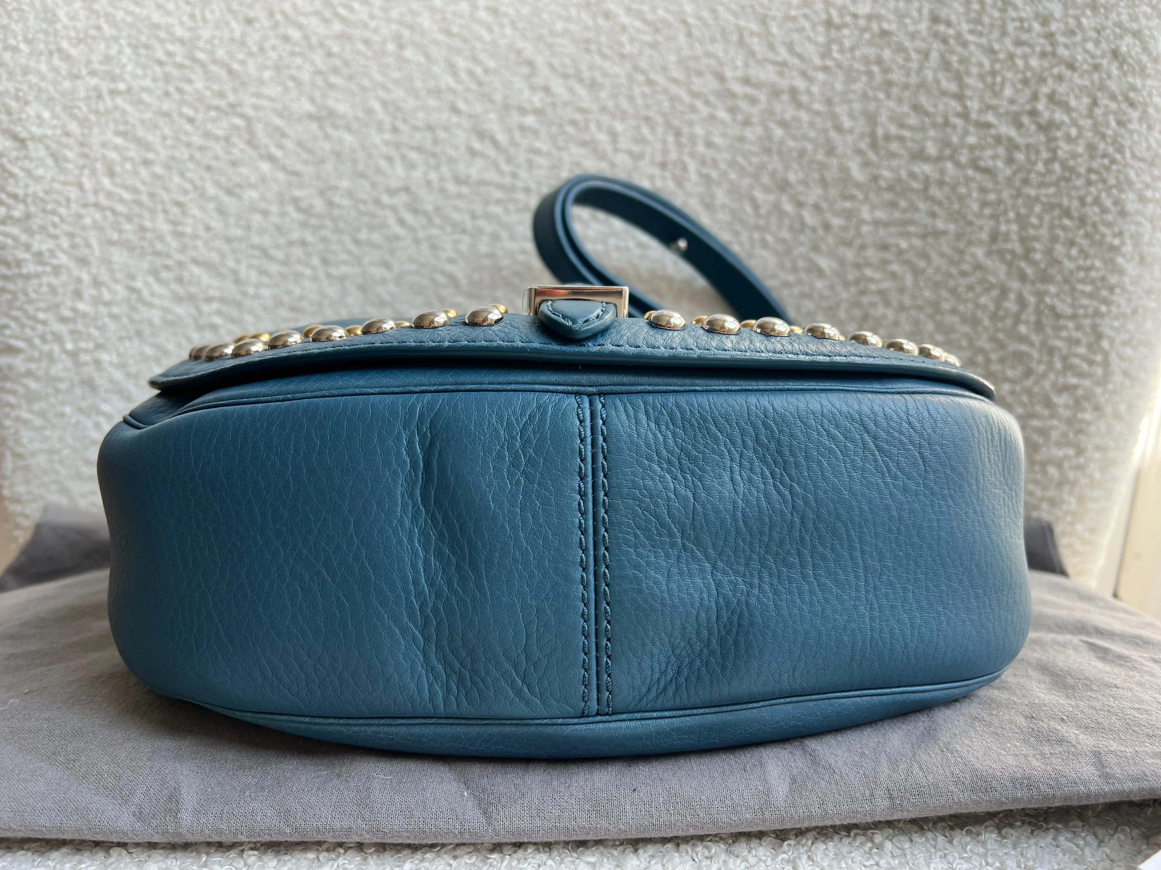 Mulberry Steel Blue Studded Tessie Satchel (RRP £650)