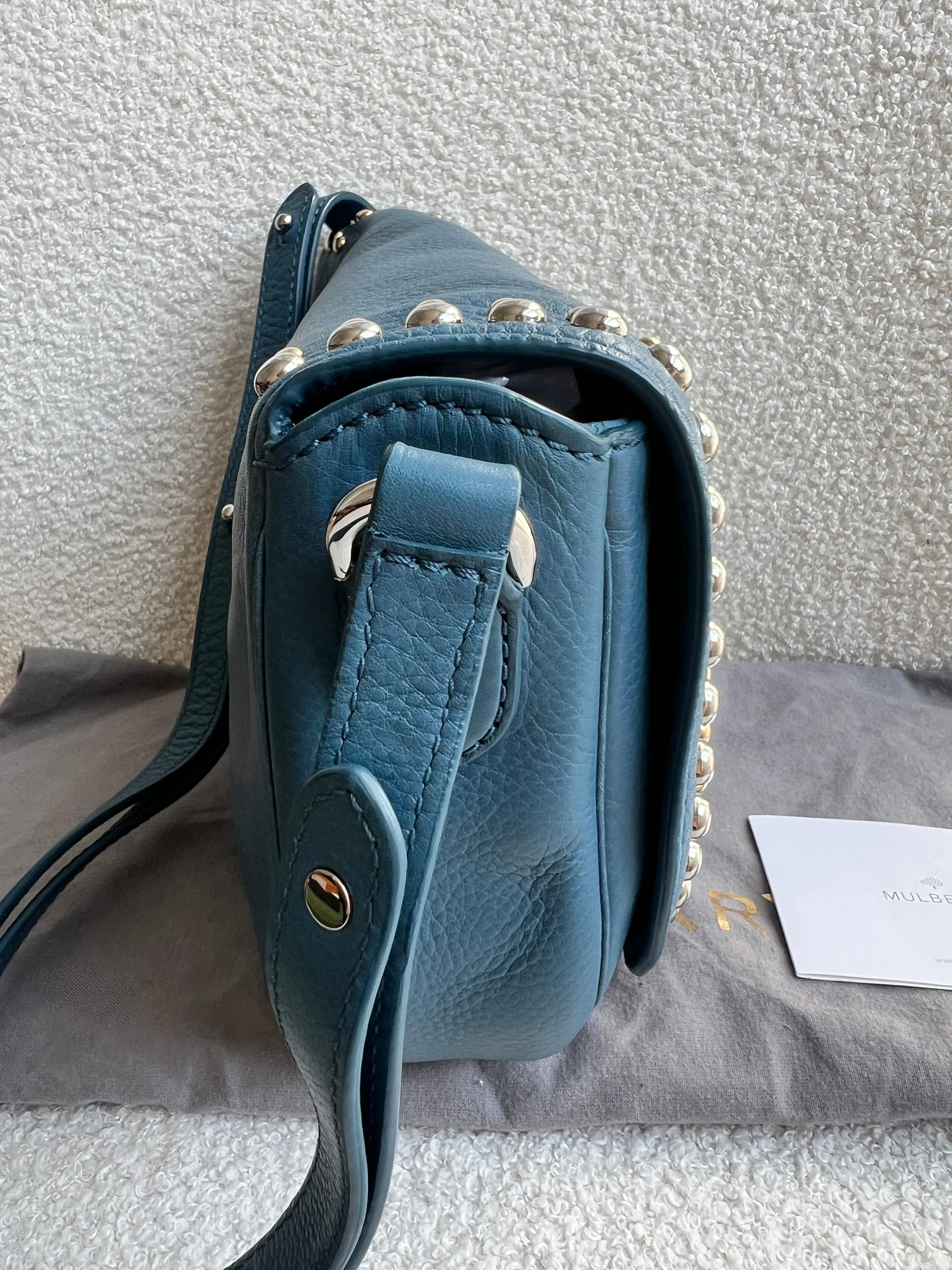 Mulberry Steel Blue Studded Tessie Satchel (RRP £650)