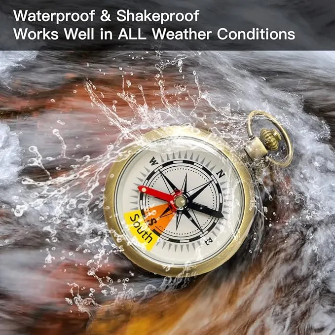 Multifunctional zinc Alloy Retro Pocket Watch Compass, Suitable for Hiking, Camping, Driving, Boating, Backpacks, Gifts and Collections