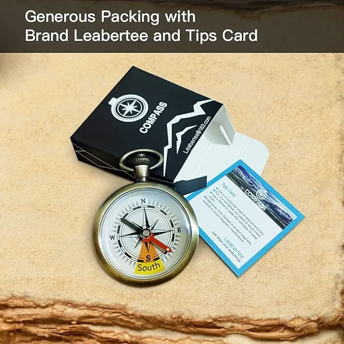 Multifunctional zinc Alloy Retro Pocket Watch Compass, Suitable for Hiking, Camping, Driving, Boating, Backpacks, Gifts and Collections