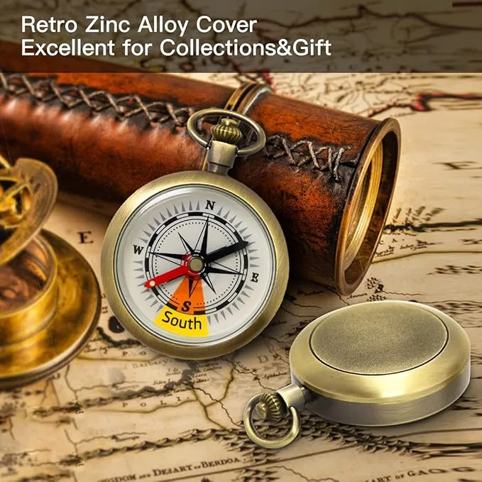 Multifunctional zinc Alloy Retro Pocket Watch Compass, Suitable for Hiking, Camping, Driving, Boating, Backpacks, Gifts and Collections