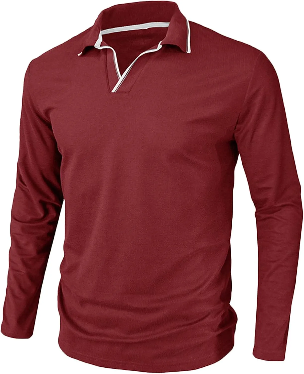 Muscularfit Long Sleeve Shirts for Men 2023 Fashion Solid Button Down Polo Shirts Casual Formal Work Collar Pullover T Shirt