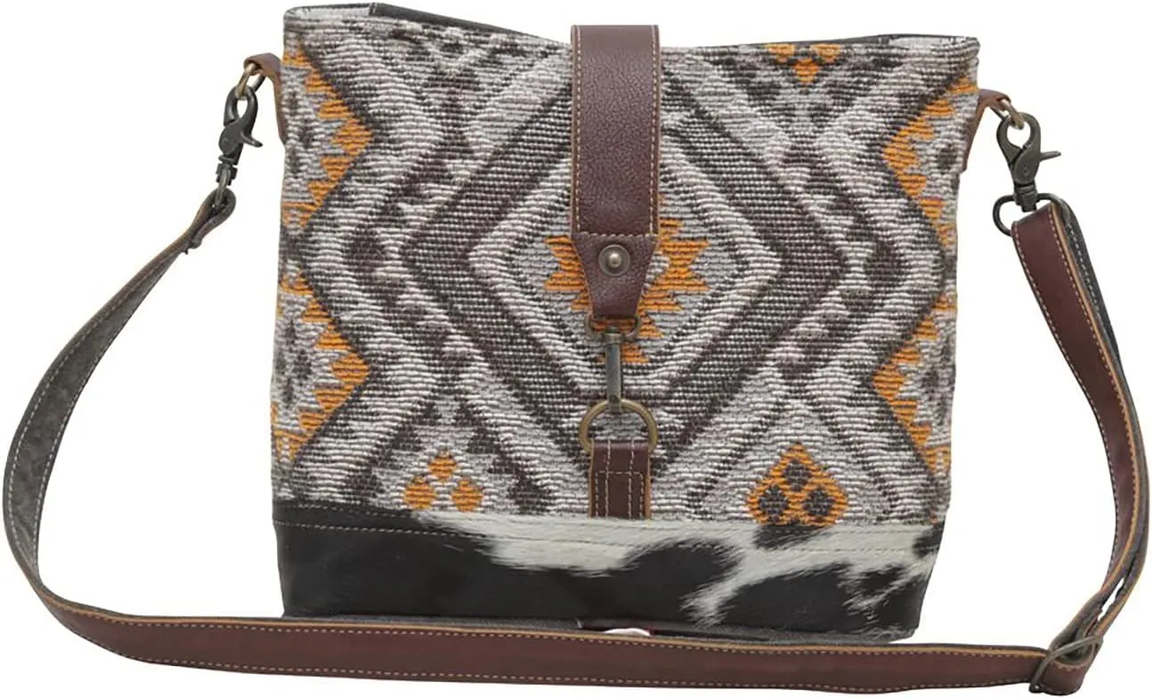 Myra Bag Western Canvas Crossbody Bag for Women - Cotton and Upcycled Leather Shoulder Messenger Bag Tiffany Shades