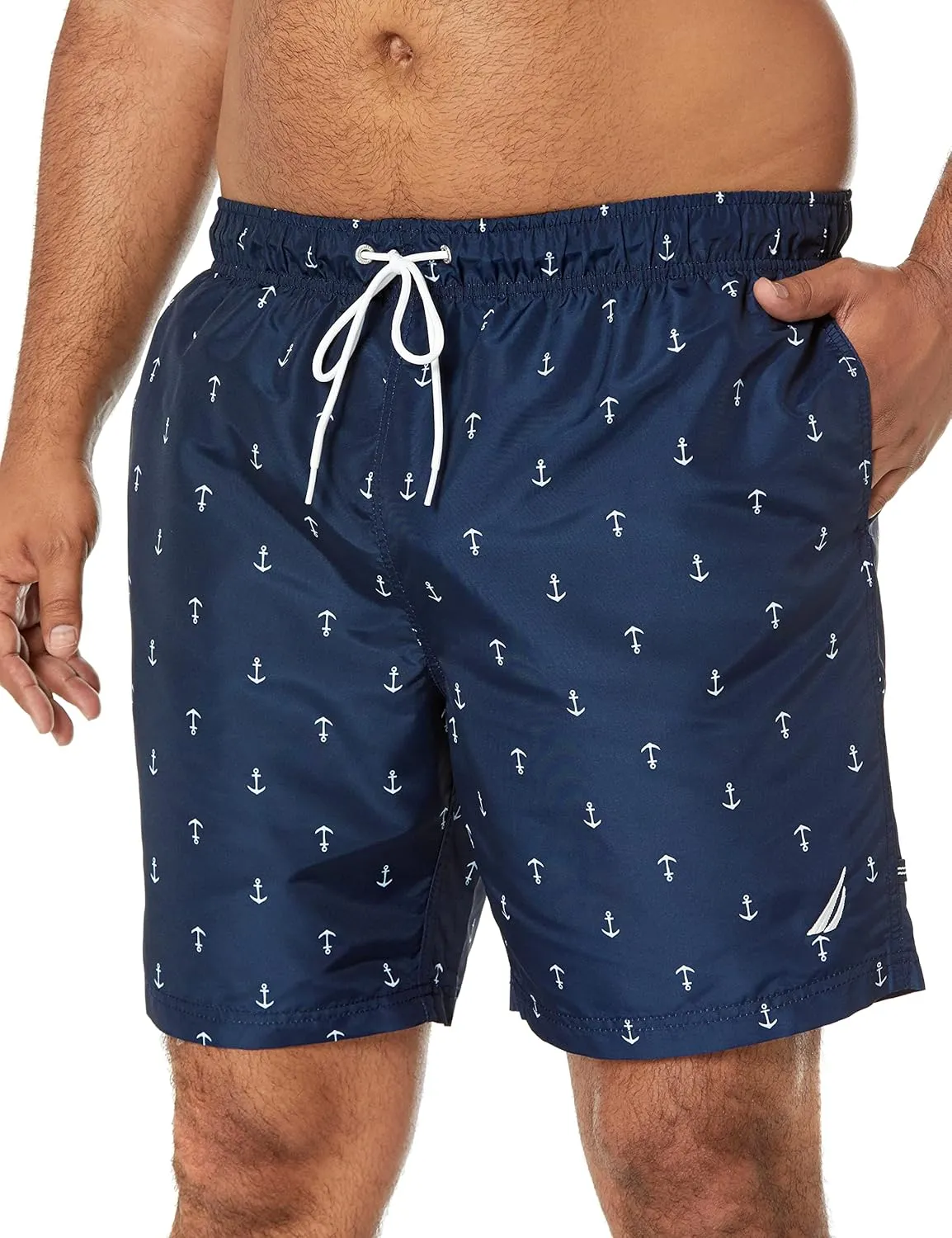 Nautica Men's Standard Quick Dry All Over Classic Anchor Print Swim Trunk