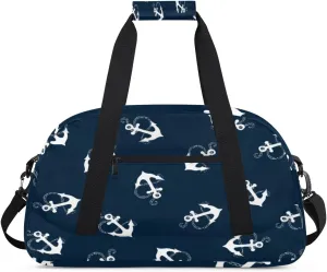 Nautical Anchor Gym Duffel Bag for Men Women Anchor Pattern Sports Tote Bag with Adjustable Shoulder Strap for Dance Gymnastics Traveling Outdoor Camping Overnight Stay