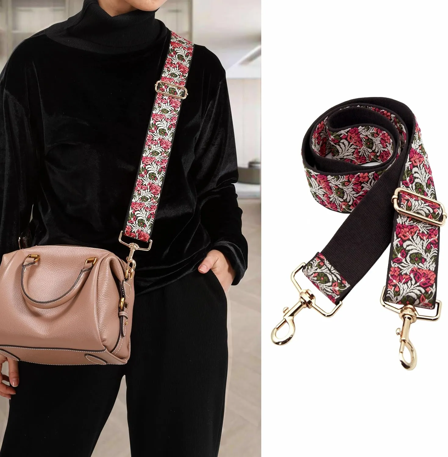 Nefelibata Purse Strap,2" Wide Purse Strap Adjustable Replacement,Multi-pattern Crossbody Handbag Strap