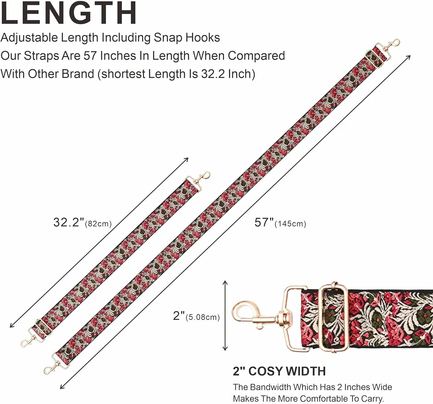 Nefelibata Purse Strap,2" Wide Purse Strap Adjustable Replacement,Multi-pattern Crossbody Handbag Strap