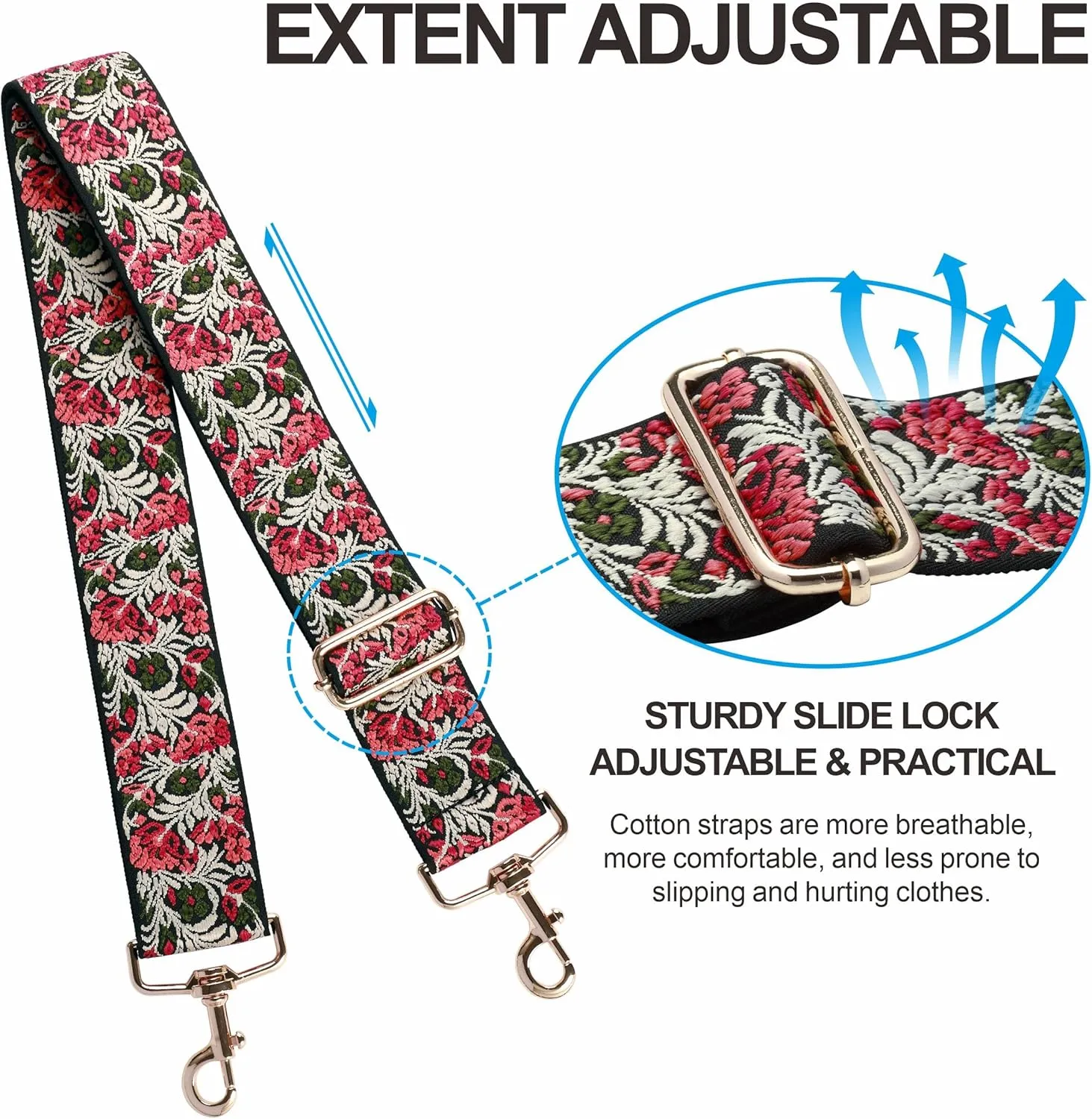 Nefelibata Purse Strap,2" Wide Purse Strap Adjustable Replacement,Multi-pattern Crossbody Handbag Strap