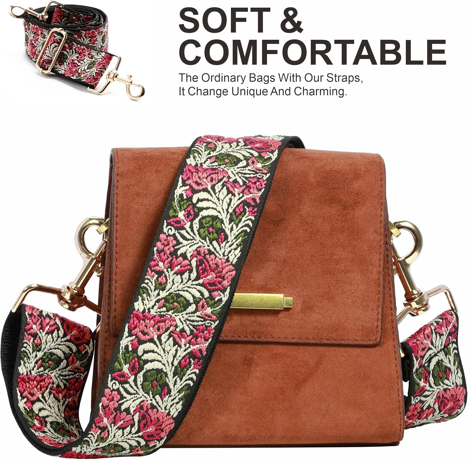 Nefelibata Purse Strap,2" Wide Purse Strap Adjustable Replacement,Multi-pattern Crossbody Handbag Strap