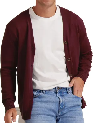 NITAGUT Men's Vintage Striped Long Sleeve Cardigan Sweater with Button V Neck Knitted Sweaters