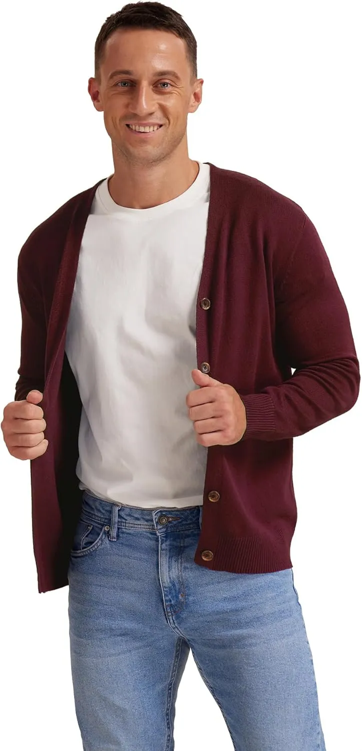 NITAGUT Men's Vintage Striped Long Sleeve Cardigan Sweater with Button V Neck Knitted Sweaters