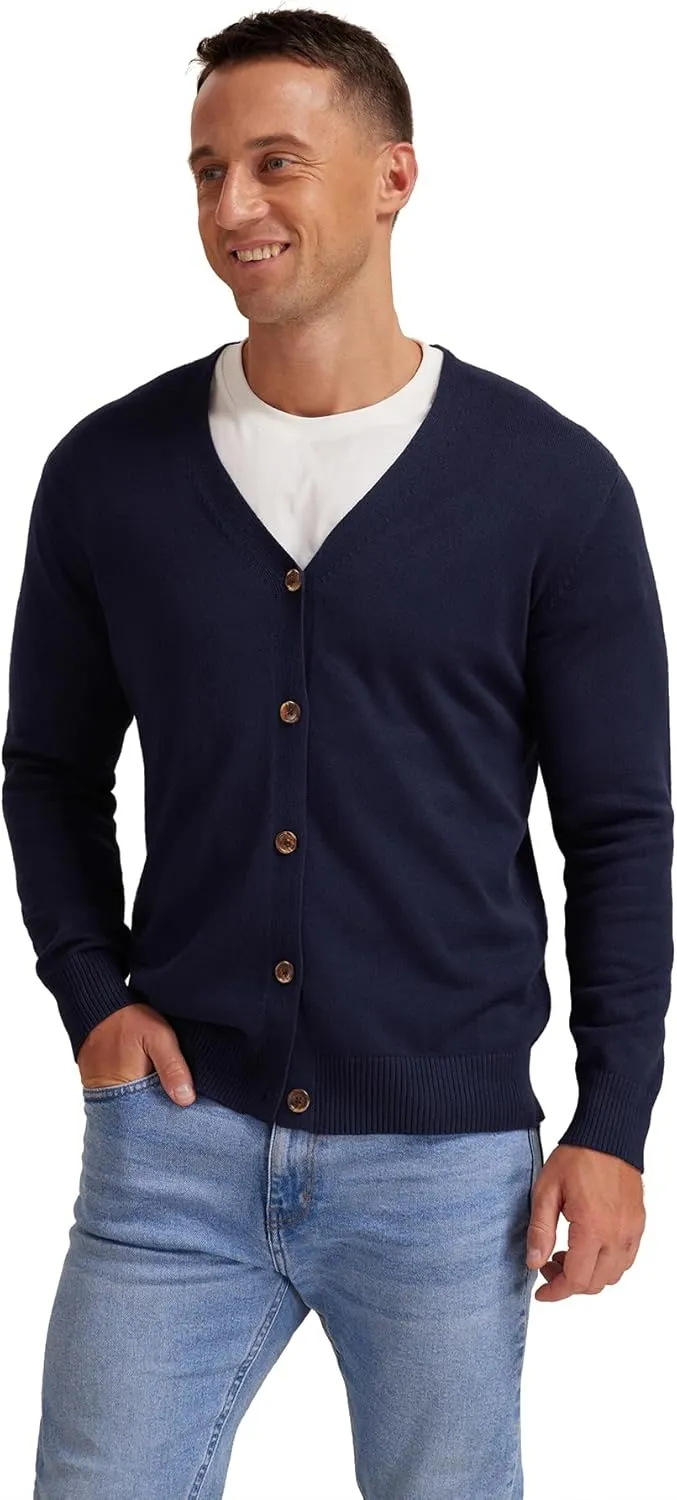 NITAGUT Men's Vintage Striped Long Sleeve Cardigan Sweater with Button V Neck Knitted Sweaters