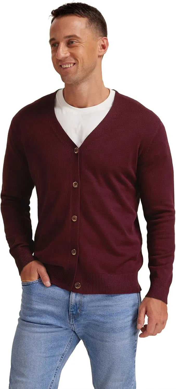 NITAGUT Men's Vintage Striped Long Sleeve Cardigan Sweater with Button V Neck Knitted Sweaters