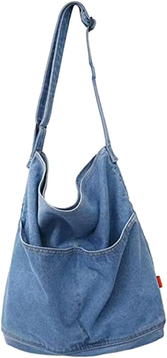 NOLITOY Leisure Style Denim Tote Bag Large Capacity Women's Canvas Shoulder Bag Adjustable Straps