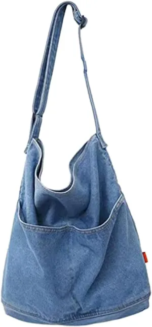 NOLITOY Leisure Style Denim Tote Bag Large Capacity Women's Canvas Shoulder Bag Adjustable Straps