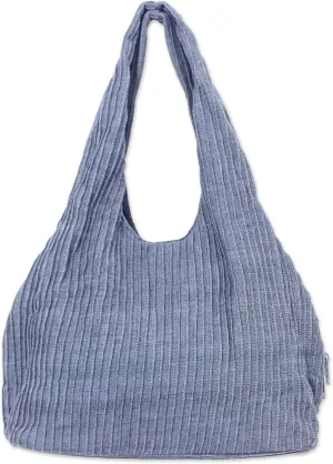 NOVICA Artisan Handmade Cotton Shoulder Bag 100% Textured in Taupe from Thailand Handbags Solid ' Thai Texture in Taupe'