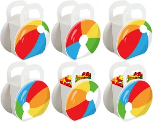 OBUSATT 24pcs Beach Ball Party Favors Bags Treat Boxes for Birthday, Summer Pool Cookie Goodie Cupcake Treat Favor Boxes for Hawaiian Tropical Luau Theme Party Supplies Decorations