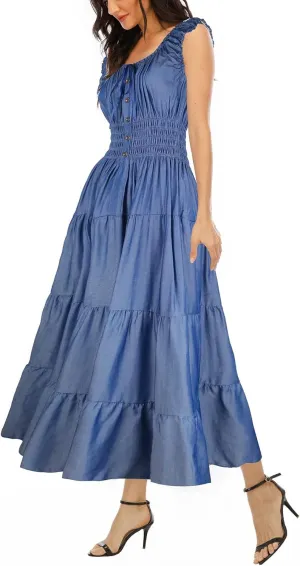OSTOO Women's 2025 Summer Boho Floral Print Tiered Casual Flowy Long Maxi Dress
