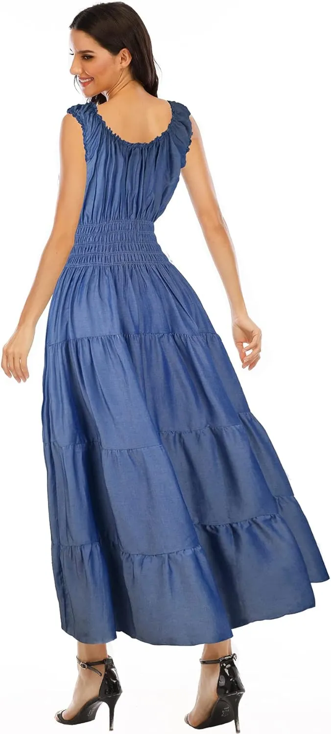 OSTOO Women's 2025 Summer Boho Floral Print Tiered Casual Flowy Long Maxi Dress