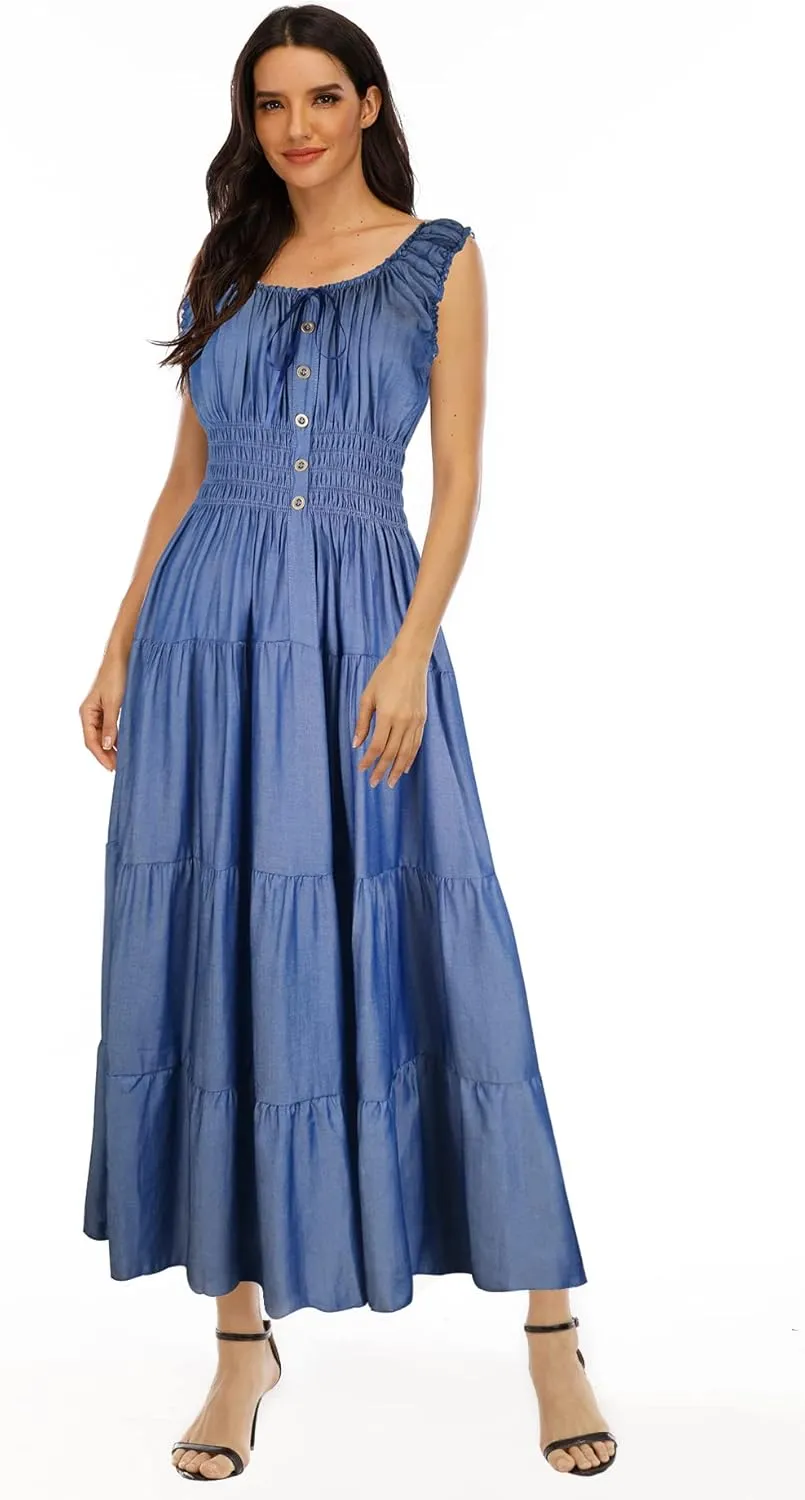 OSTOO Women's 2025 Summer Boho Floral Print Tiered Casual Flowy Long Maxi Dress