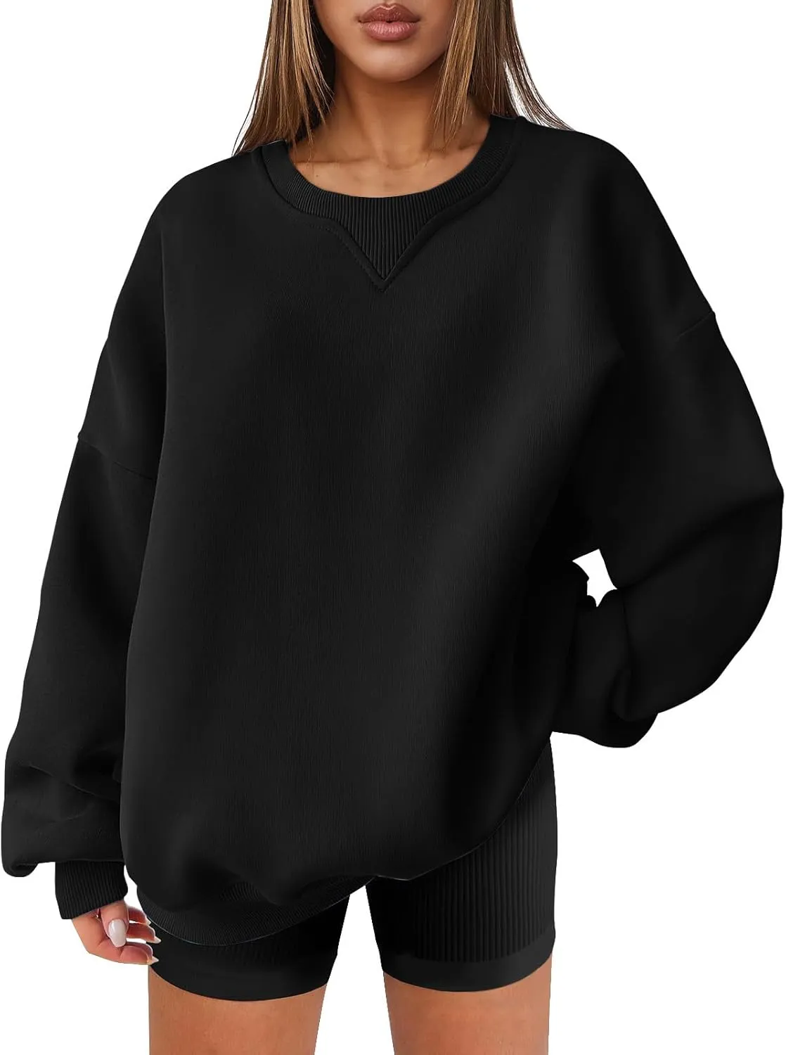 Oversized Sweatshirt for Women Trendy Casual Long Sleeve Crewneck Pullover Top Fall Outfits Preppy Clothes 2024