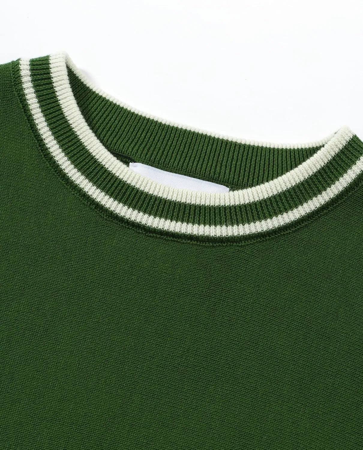 OXKNIT Mens Knitted Shirt Short Sleeve Retro Classic Crewneck Solid Shirt with Double Racing Striped