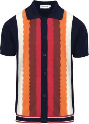 OXKNIT Men’s Knitted Vintage Polo, Gradient Stripe Short Sleeve Retro Polo Shirt for Men 60s&70s