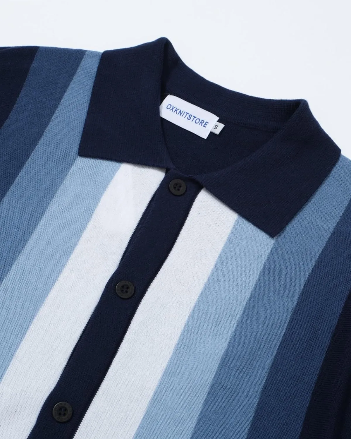 OXKNIT Men’s Knitted Vintage Polo, Gradient Stripe Short Sleeve Retro Polo Shirt for Men 60s&70s