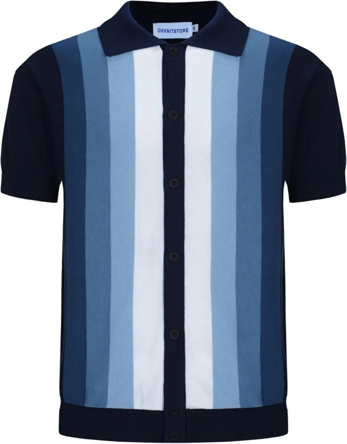 OXKNIT Men’s Knitted Vintage Polo, Gradient Stripe Short Sleeve Retro Polo Shirt for Men 60s&70s