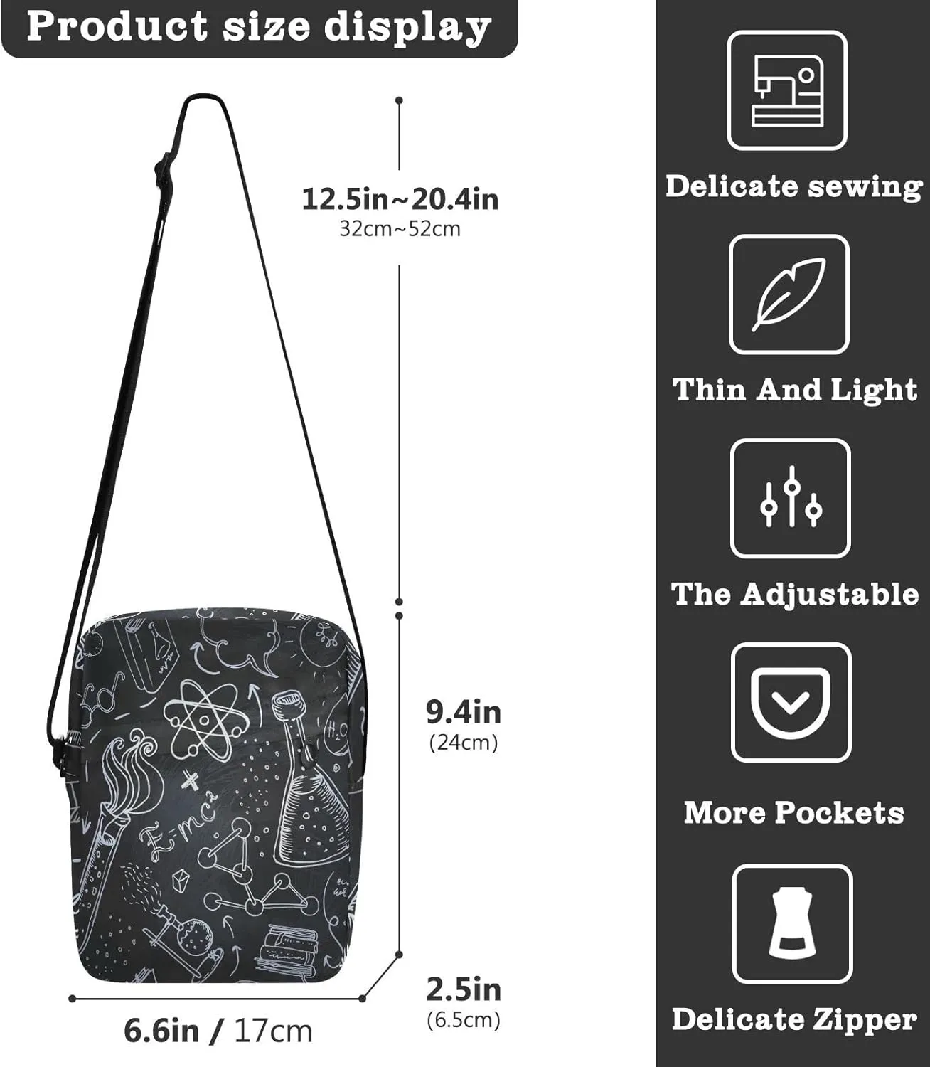 Oyihfvs Messenger Bag, Men's Crossbody Bag, Women's Crossbody Bag with Adjustable Strap