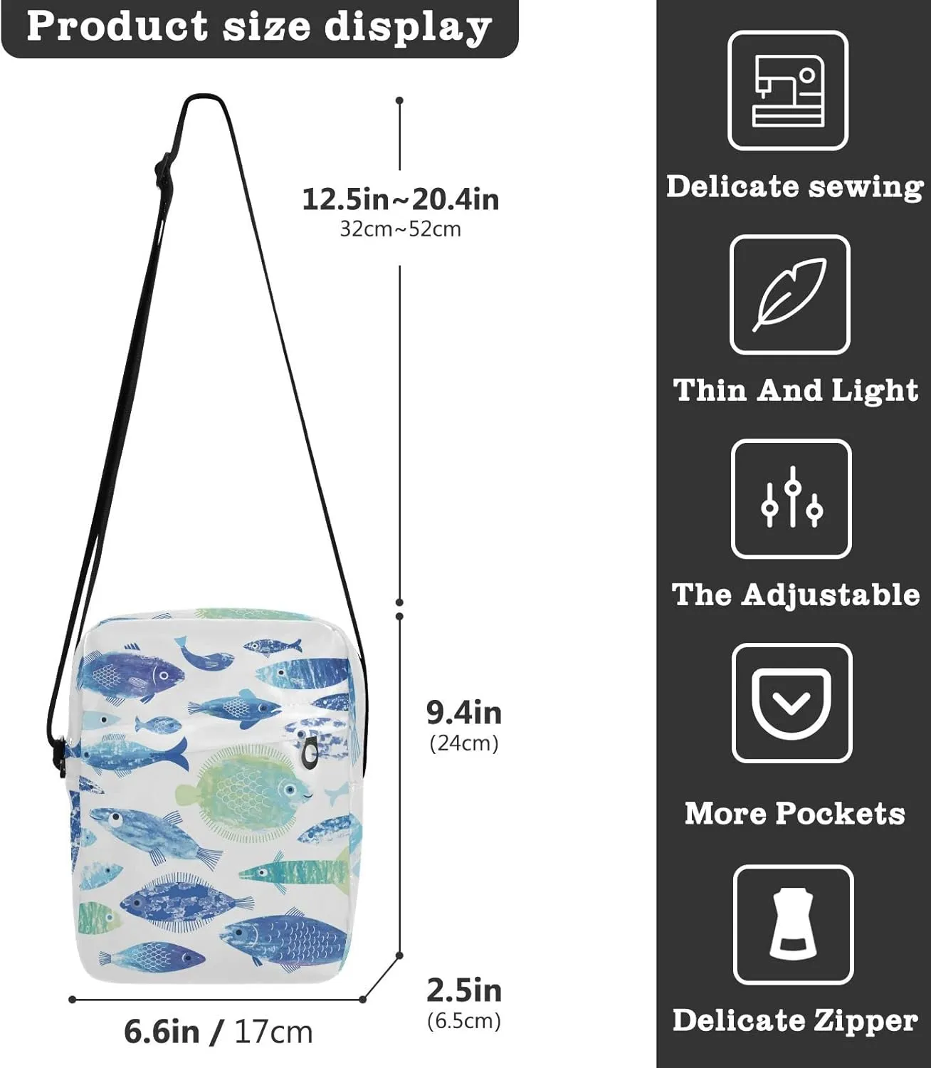 Oyihfvs Messenger Bag, Men's Crossbody Bag, Women's Crossbody Bag with Adjustable Strap