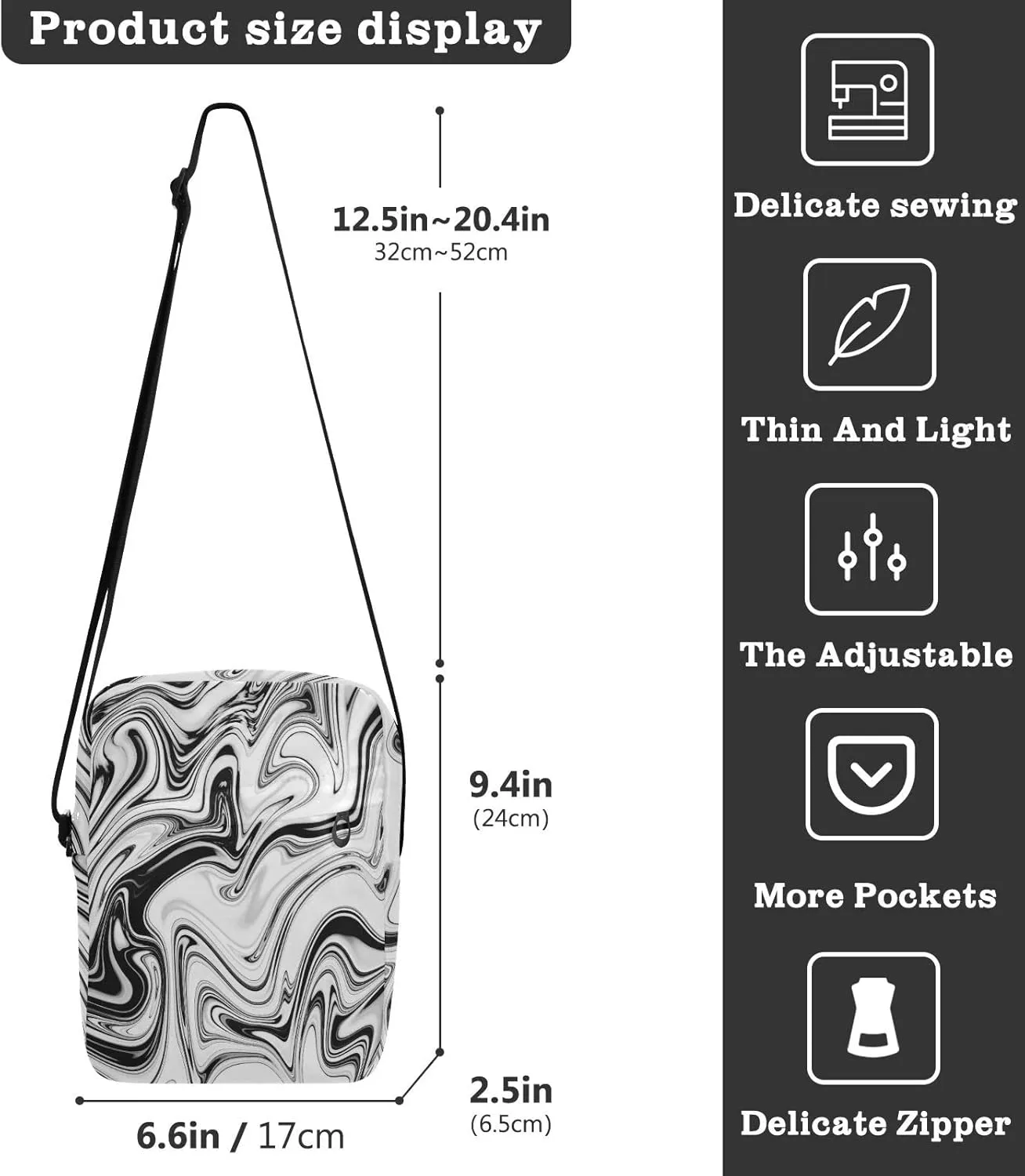Oyihfvs Messenger Bag, Men's Crossbody Bag, Women's Crossbody Bag with Adjustable Strap