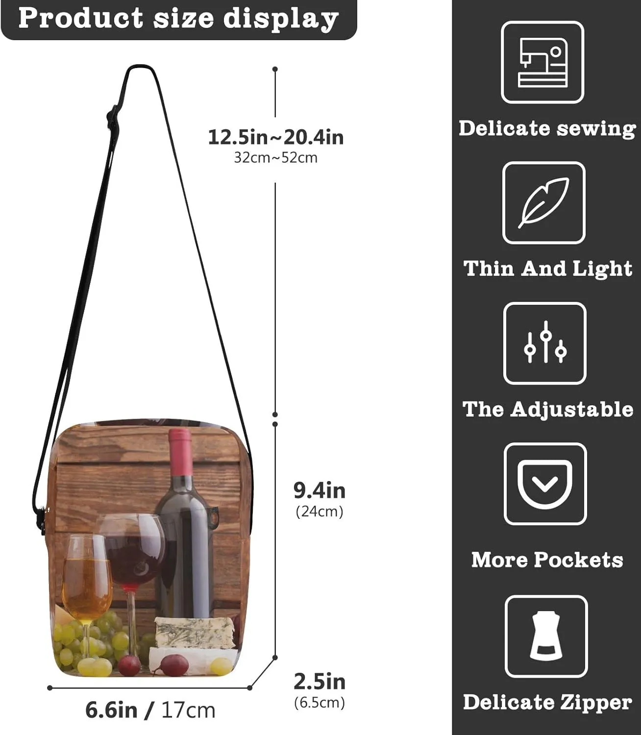 Oyihfvs Messenger Bag, Men's Crossbody Bag, Women's Crossbody Bag with Adjustable Strap