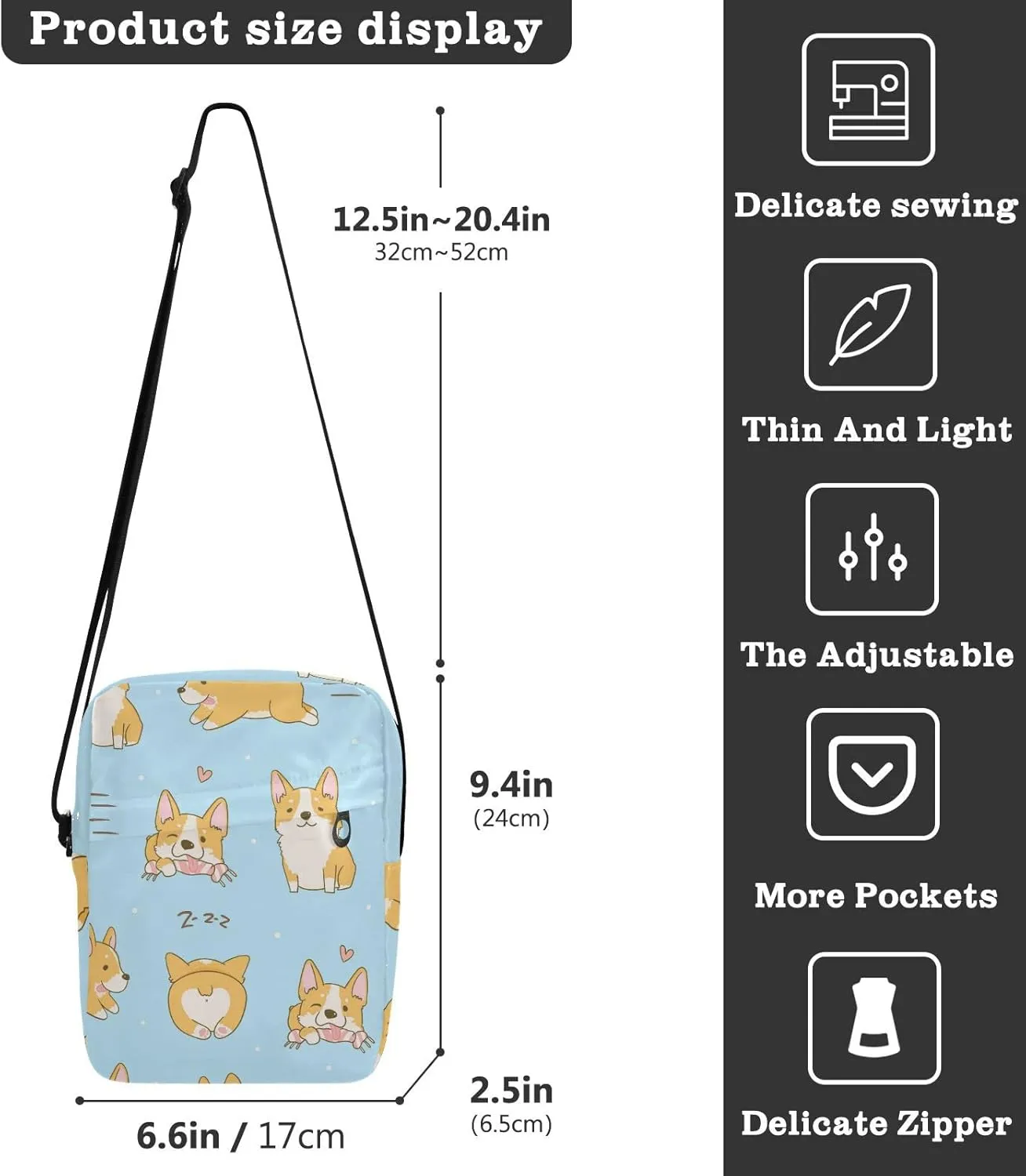 Oyihfvs Messenger Bag, Men's Crossbody Bag, Women's Crossbody Bag with Adjustable Strap