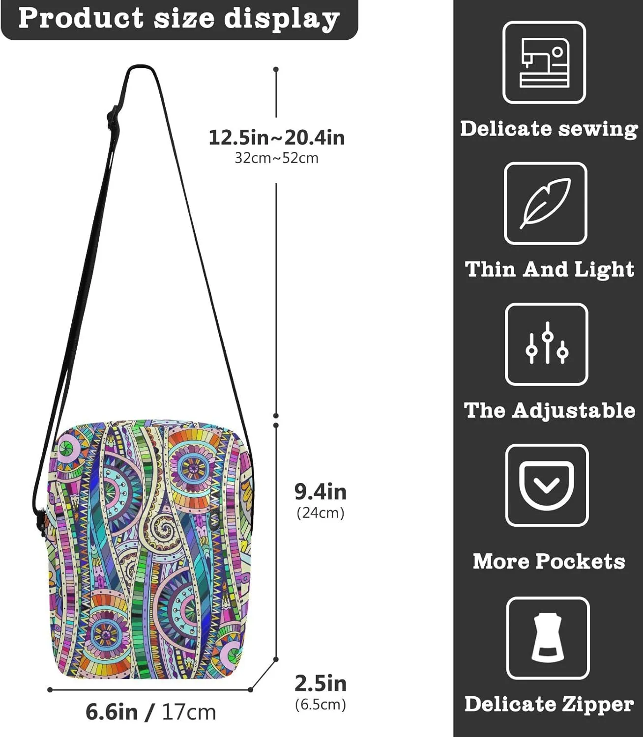 Oyihfvs Messenger Bag, Men's Crossbody Bag, Women's Crossbody Bag with Adjustable Strap