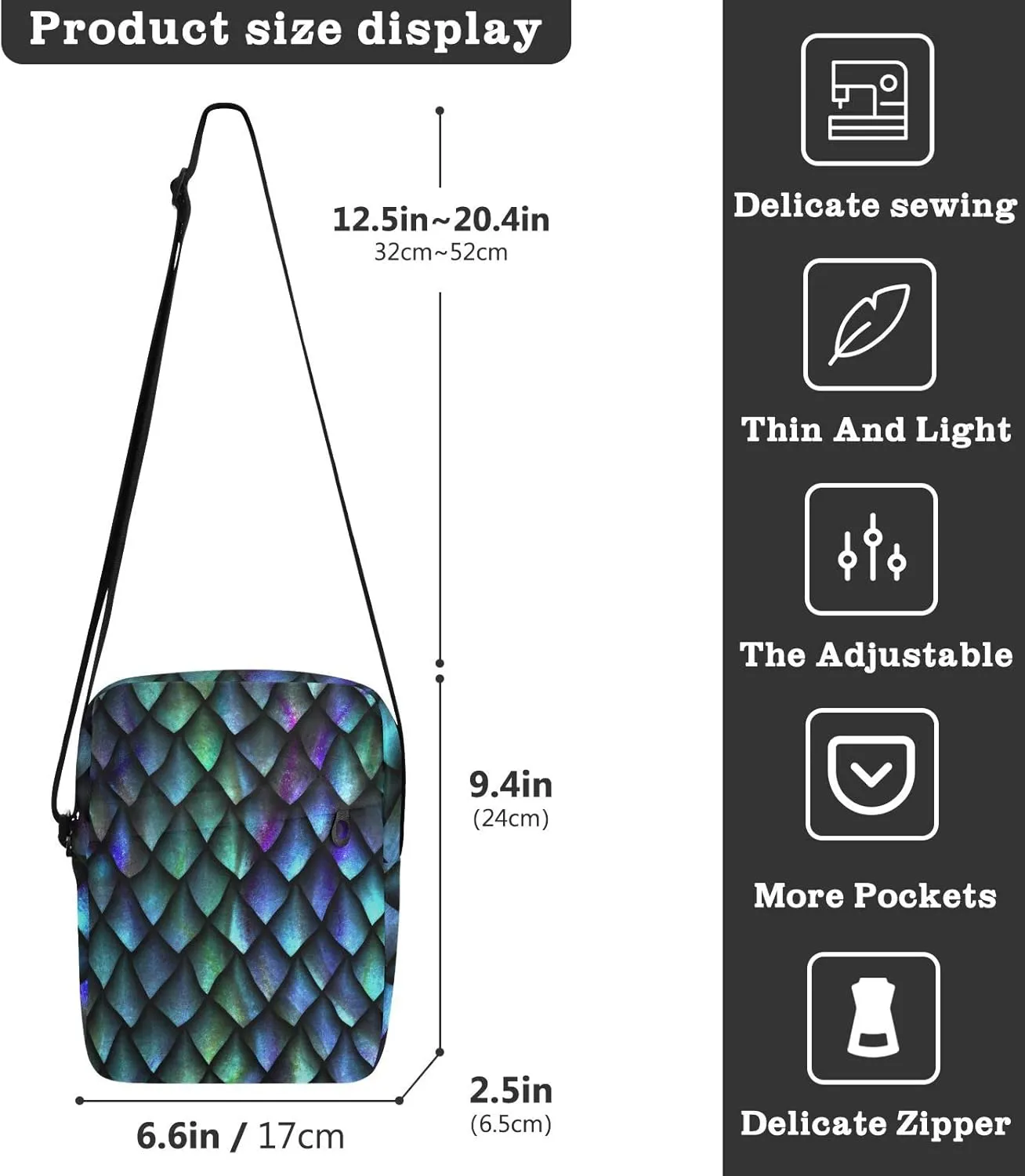 Oyihfvs Messenger Bag, Men's Crossbody Bag, Women's Crossbody Bag with Adjustable Strap