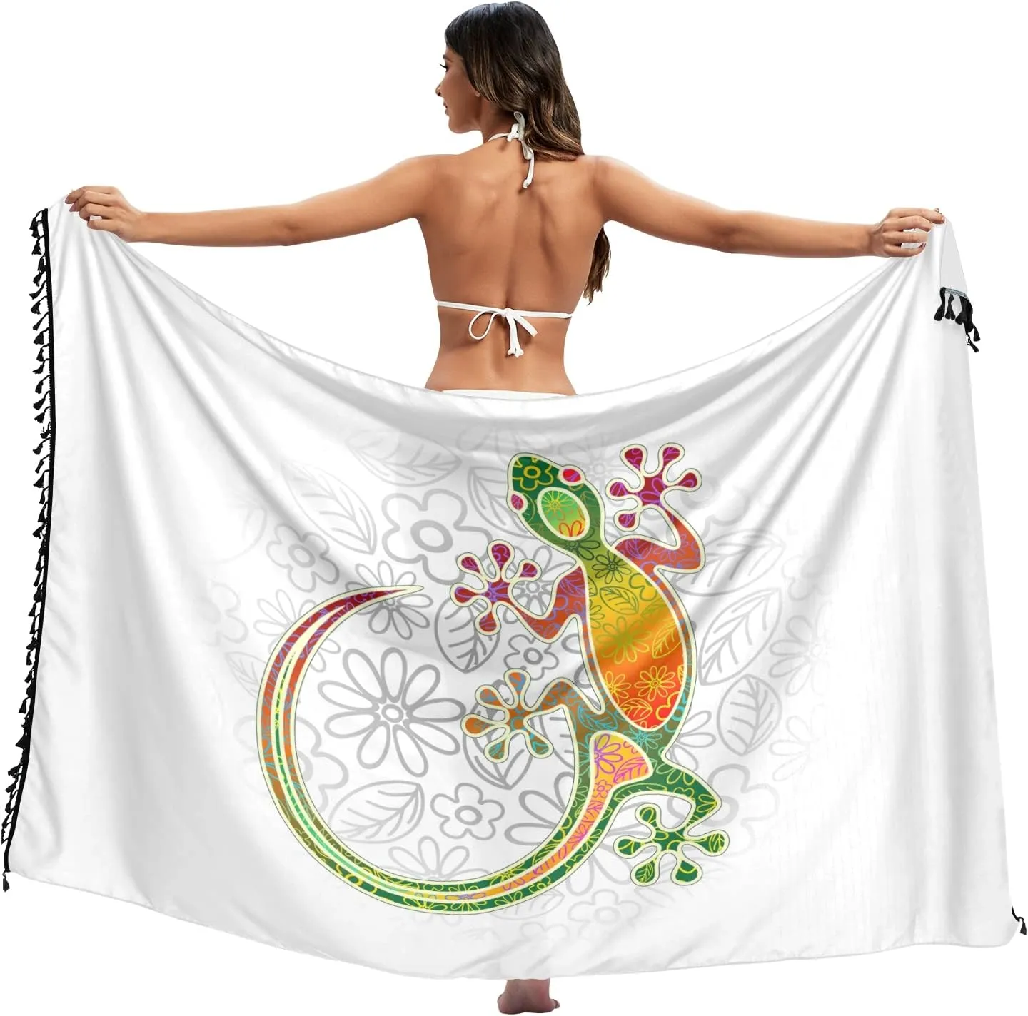 Oyihfvs Women's Long Wrap Skirt Print with Tassel Tie Side Cover Up Beach Dress for Women