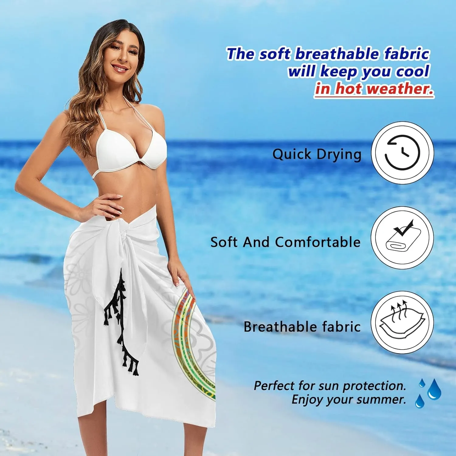 Oyihfvs Women's Long Wrap Skirt Print with Tassel Tie Side Cover Up Beach Dress for Women