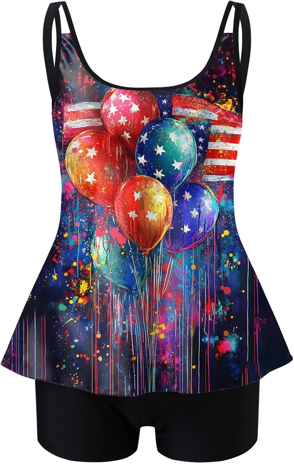Patriotic Swimsuits for Women 4th of July Bathing Suit Red White and Blue 2 Piece Swimsuit Halter Star Striped Tankini Set