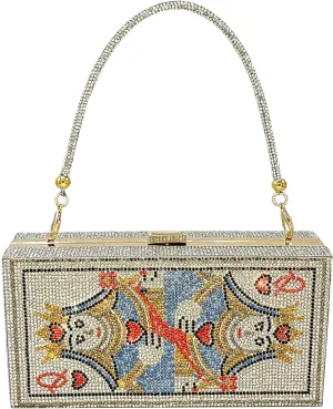 pearl&she Diamond Women Evening Handbags Purse Minaudiere Clutch Bag,Stack of Cash Dollars Crystal Clutch Purses